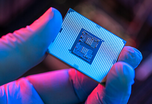 A close-up of a quantum chip
