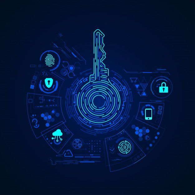Close-up image of a cryptographic key symbol representing digital security.