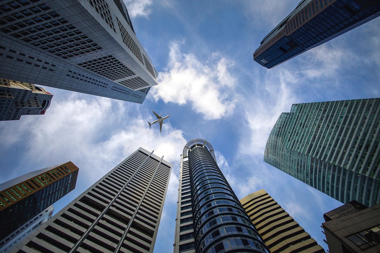 skyscrapers, singapore, city, nature, sky, buildings, financial district, architecture, urban, high rise buildings