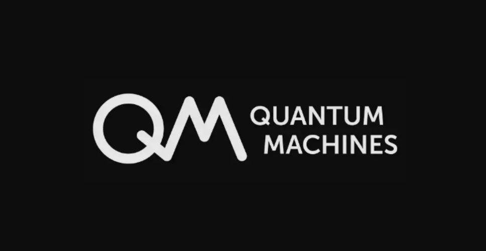 Quantum machine logo on plain black background